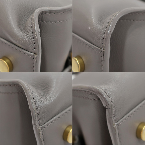 Saint Laurent Baby Cabas Handbag Shoulder Bag Leather Gray - Picture 5 of 10